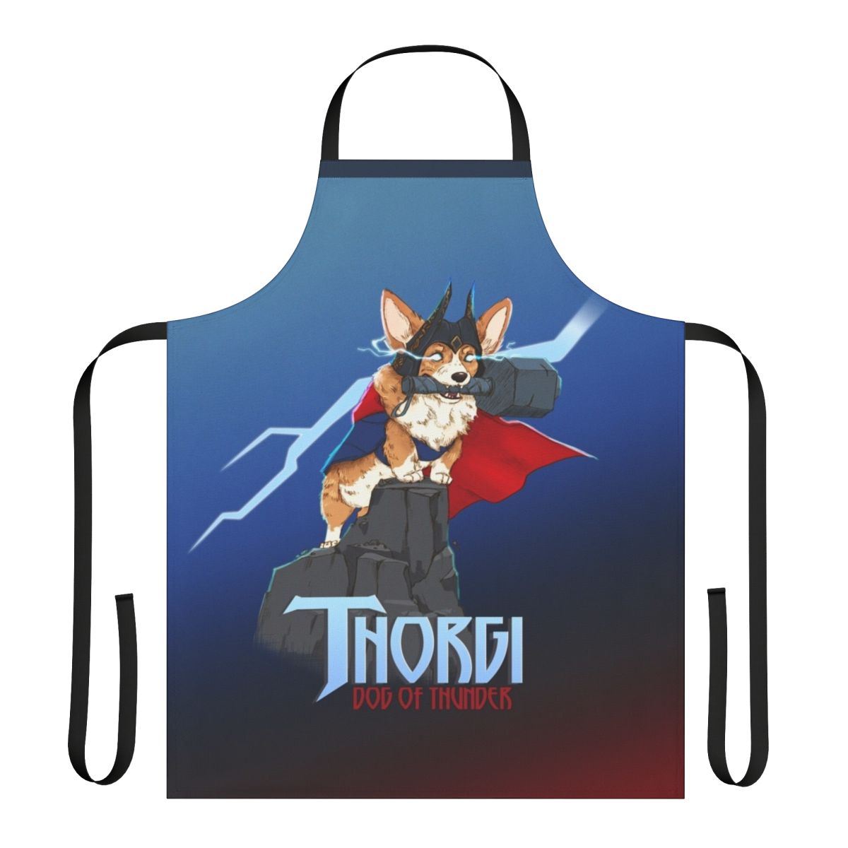 Colorful apron featuring a cute dog design inspired by the Norse god Thor