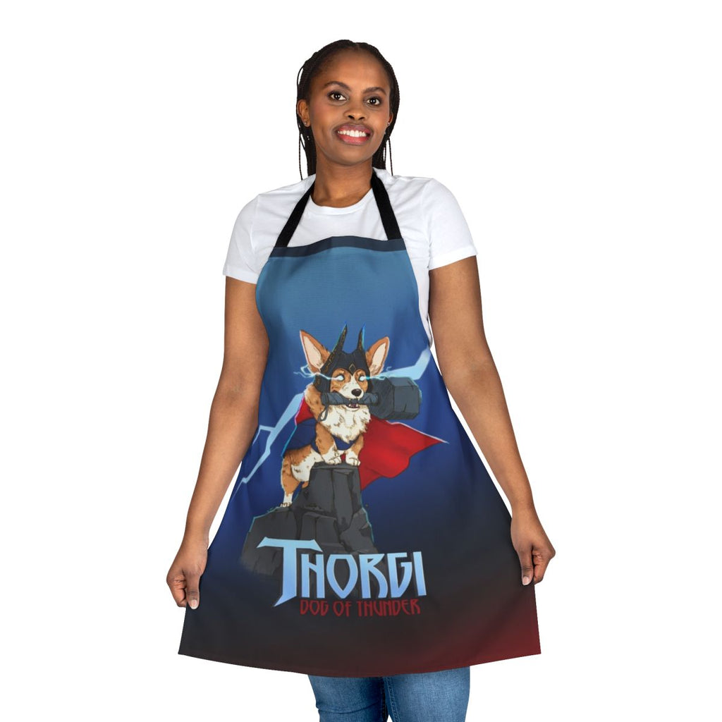 Colorful apron featuring a cute dog design inspired by the Norse god Thor