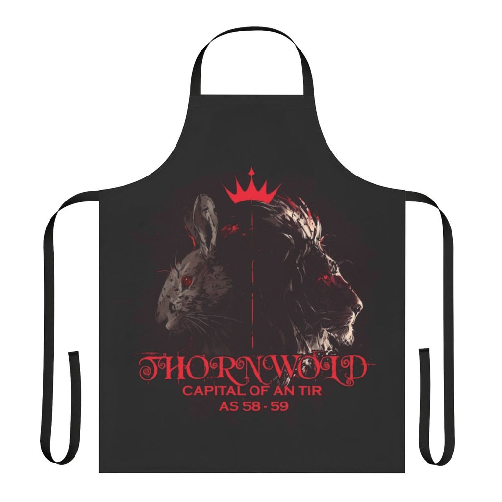 Thornwold-inspired medieval-style apron featuring a lion design for Society for Creative Anachronism (SCA) members and enthusiasts.