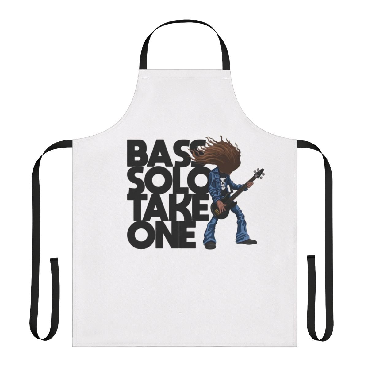 A durable, high-quality apron featuring a graphic inspired by the legendary bass player Cliff Burton and thrash metal music.