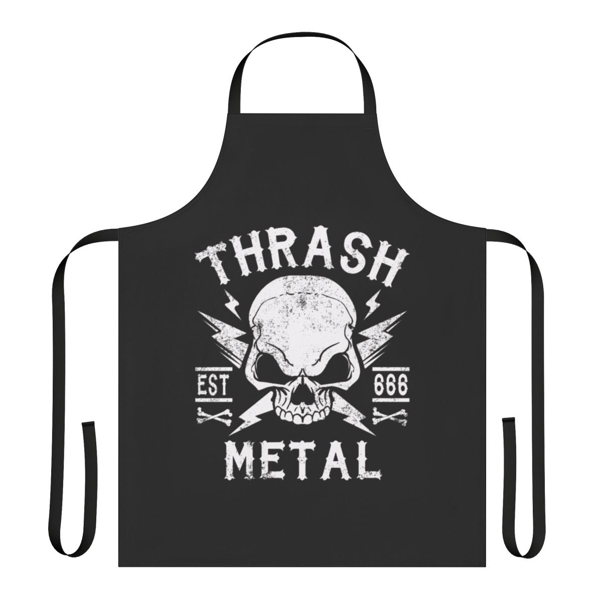 Thrash Metal Inspired Apron with Skull and Crossbones Design