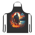 A scary kitchen apron featuring the iconic Jason hockey mask from the Friday the 13th horror movie franchise.