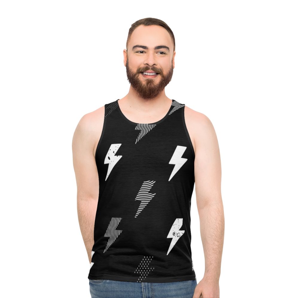 Unisex geometric thunder pattern tank top