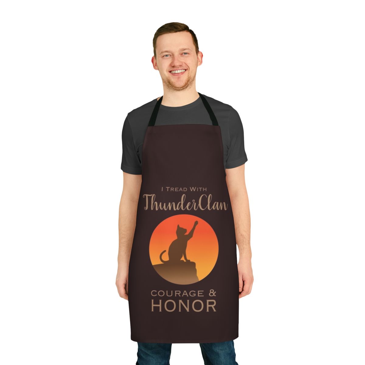 Thunderclan Pride themed apron for cat lovers and Warrior Cats fans