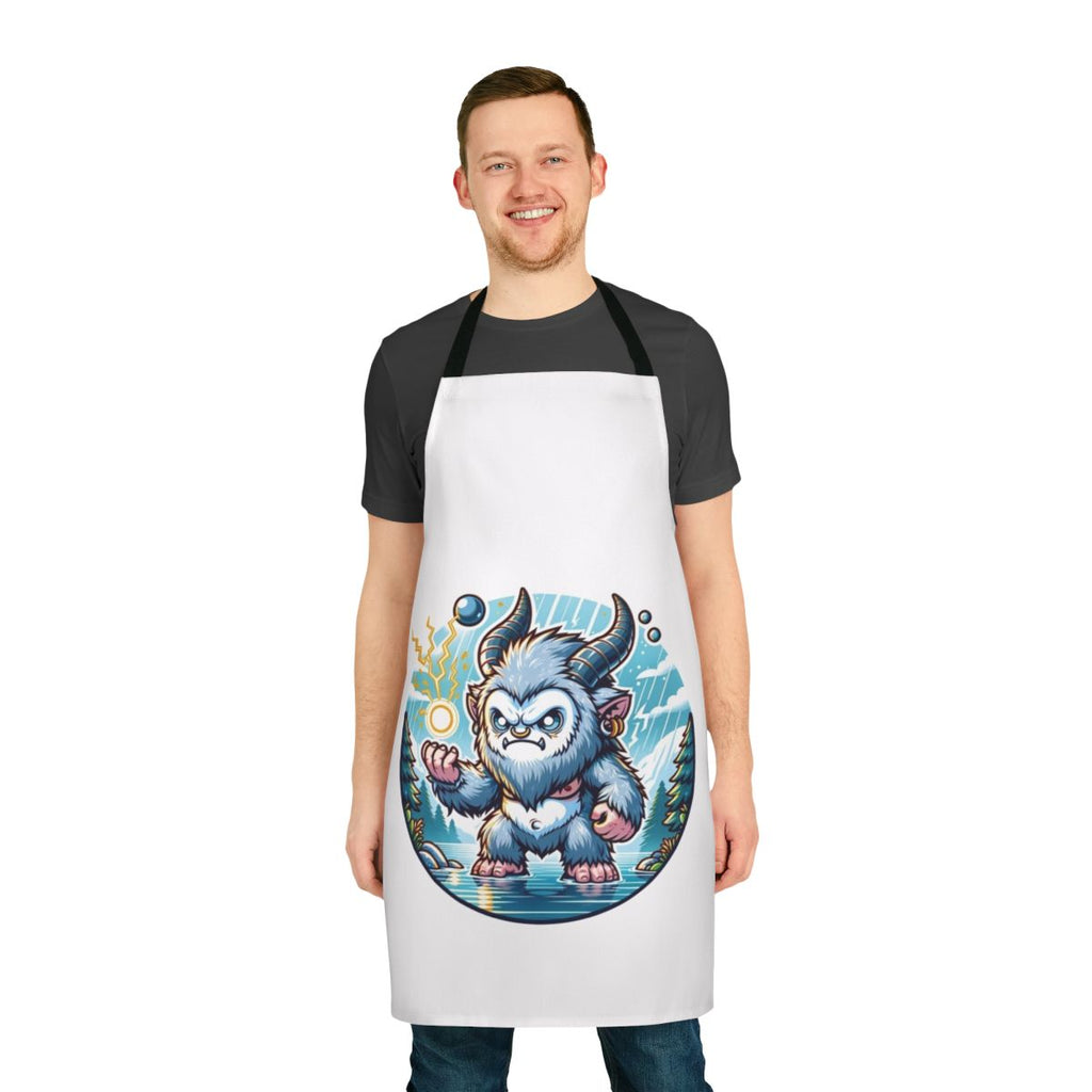 Thunderous Silver Ape Fantastical Apron featuring a legendary, mythical creature