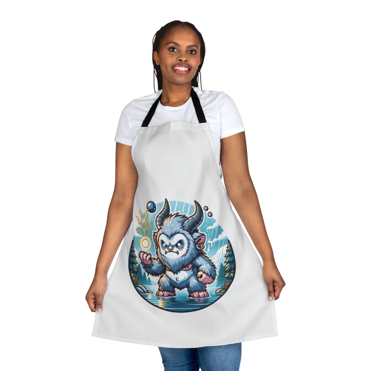Thunderous Silver Ape Fantastical Apron featuring a legendary, mythical creature