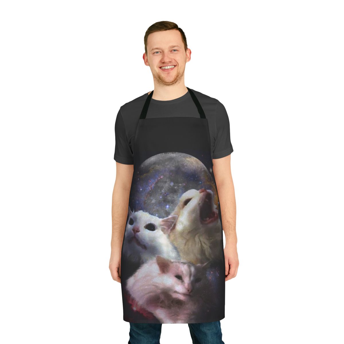 Apron featuring a Thurston Moon Cats meme design