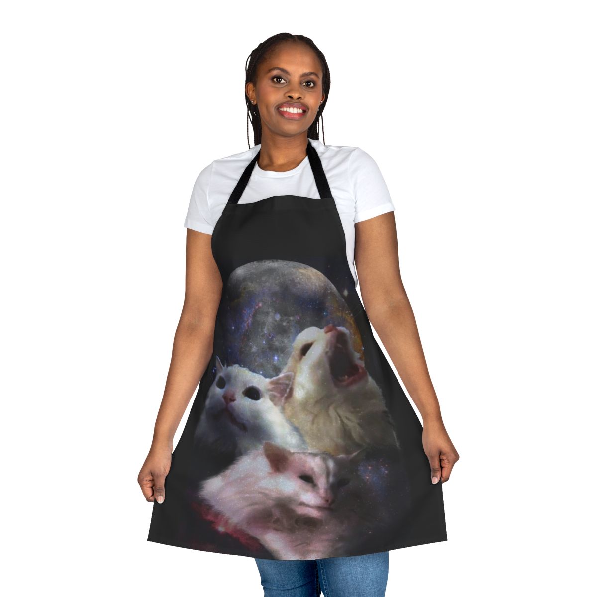 Apron featuring a Thurston Moon Cats meme design