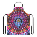 Vibrant tie-dye apron featuring an iconic image of actor Nicolas Cage