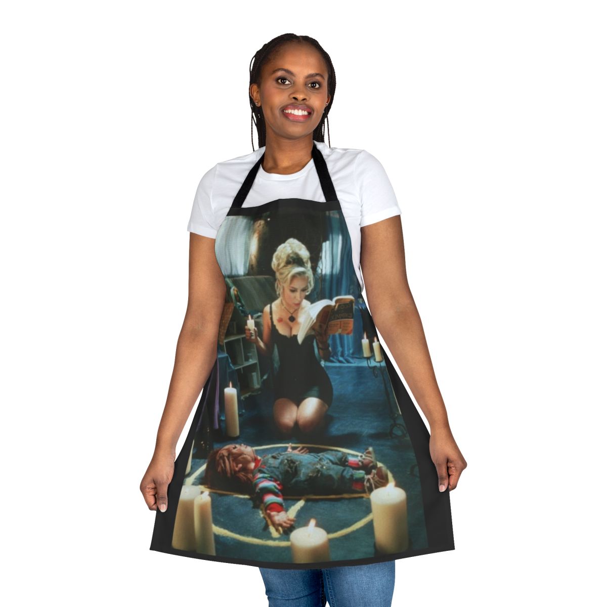 Tiffany and Chucky horror movie inspired apron