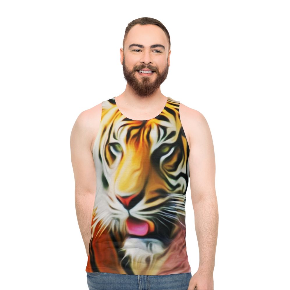 Unisex tank top with a graphic tiger design