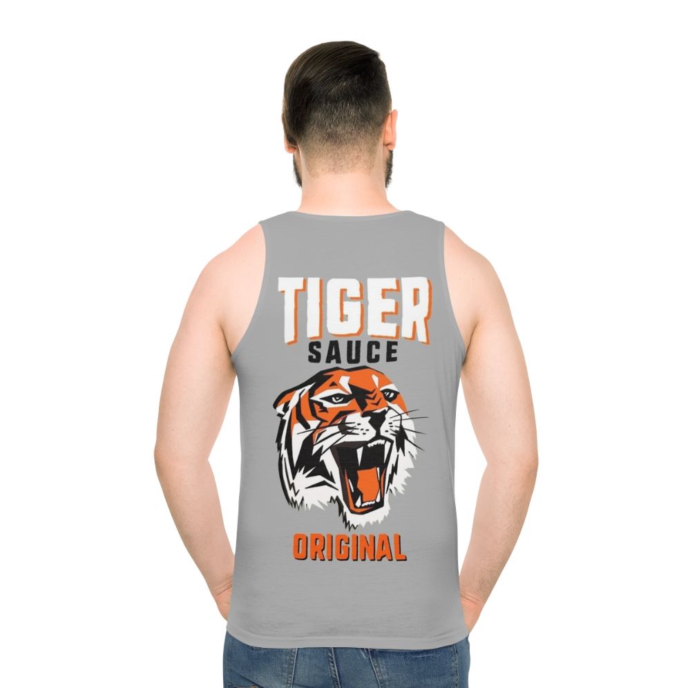 Unisex tank top with tiger sauce graphic