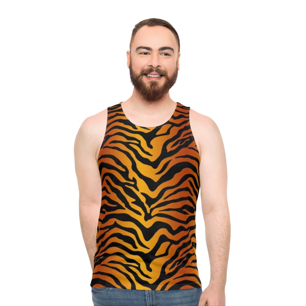 Tiger stripe print unisex tank top