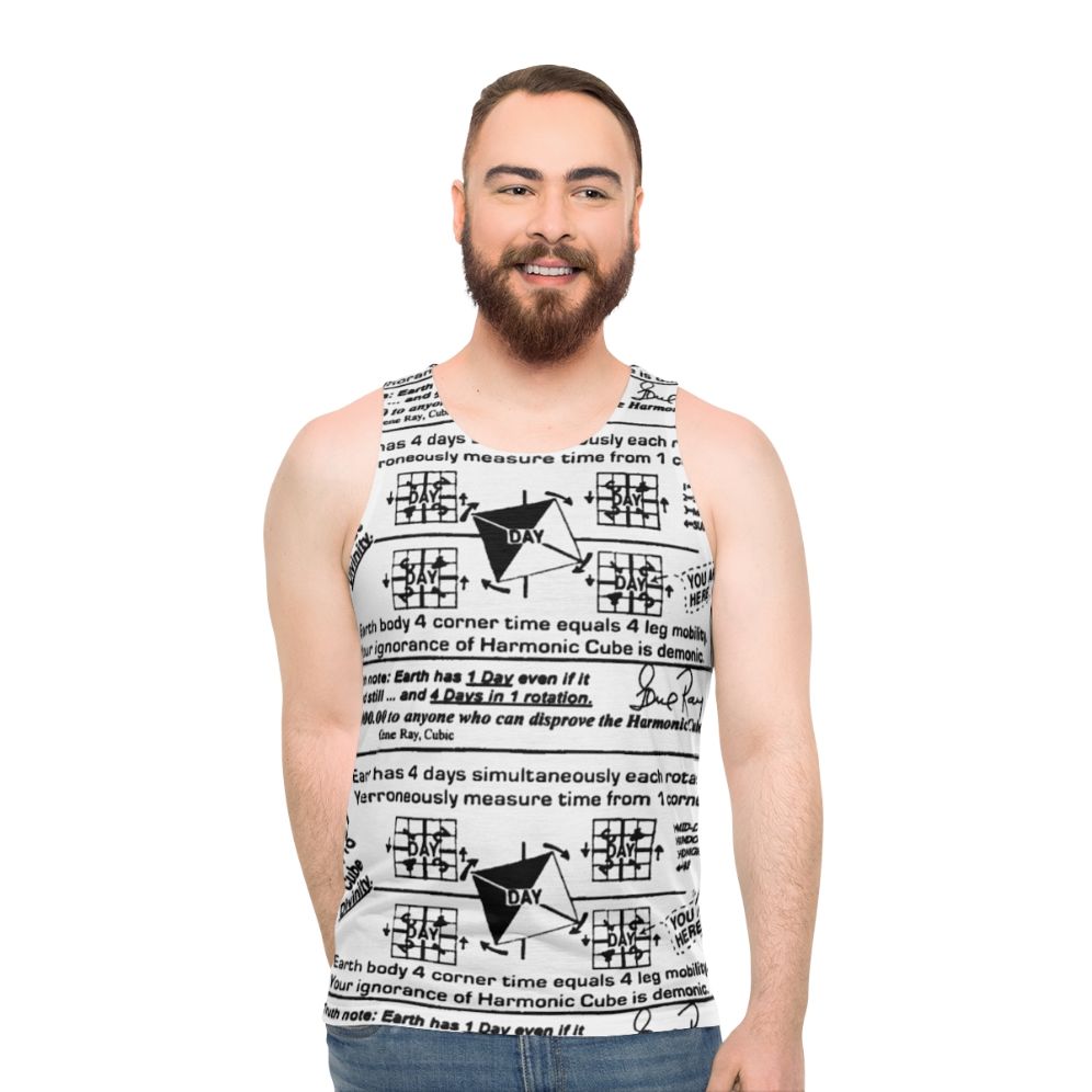 Unisex tank top featuring the 'Time Cube' optical illusion and philosophy meme
