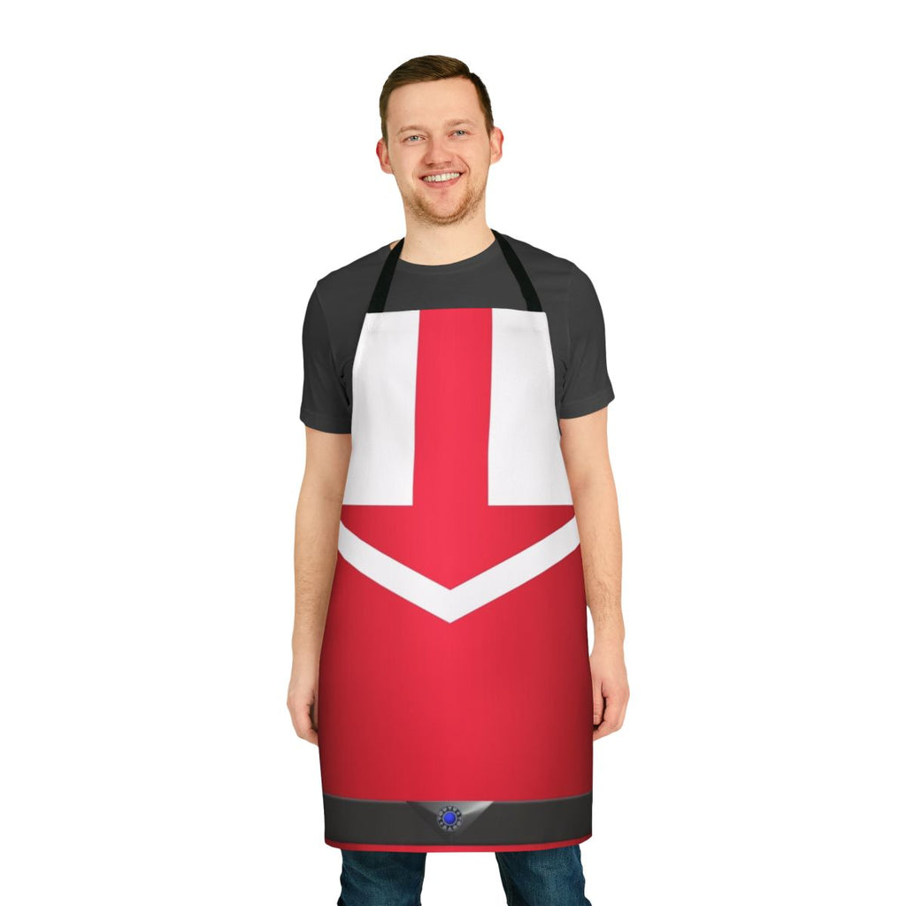 Time Force Inspired Red Apron, featuring a stylish design for power rangers and super sentai fans