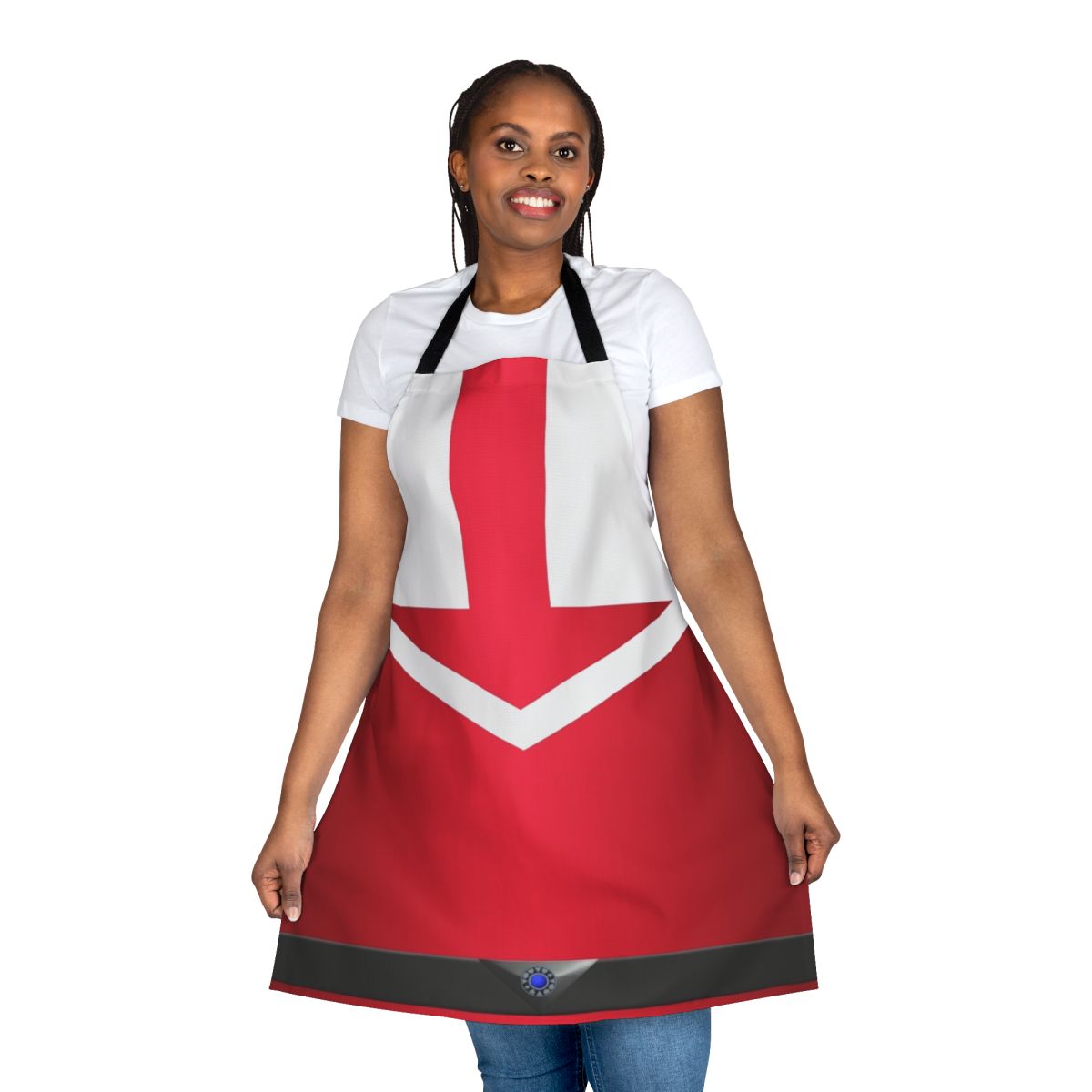 Time Force Inspired Red Apron, featuring a stylish design for power rangers and super sentai fans