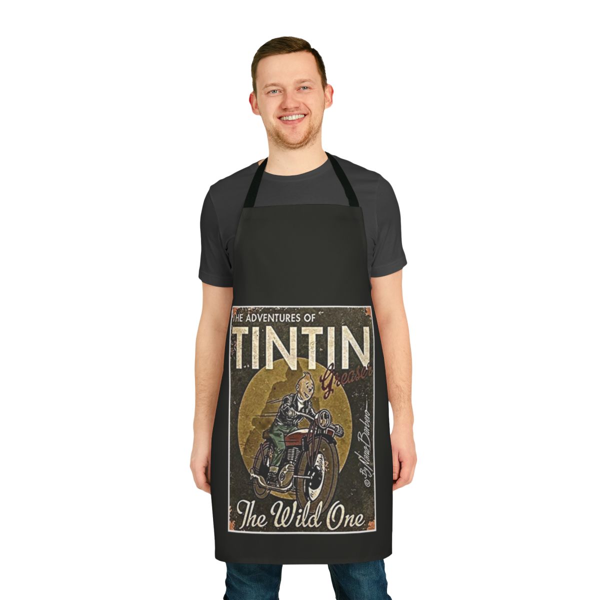 Tin Tin inspired apron with a unique and eye-catching design