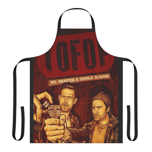 Tofop-inspired apron featuring podcast logo and artwork