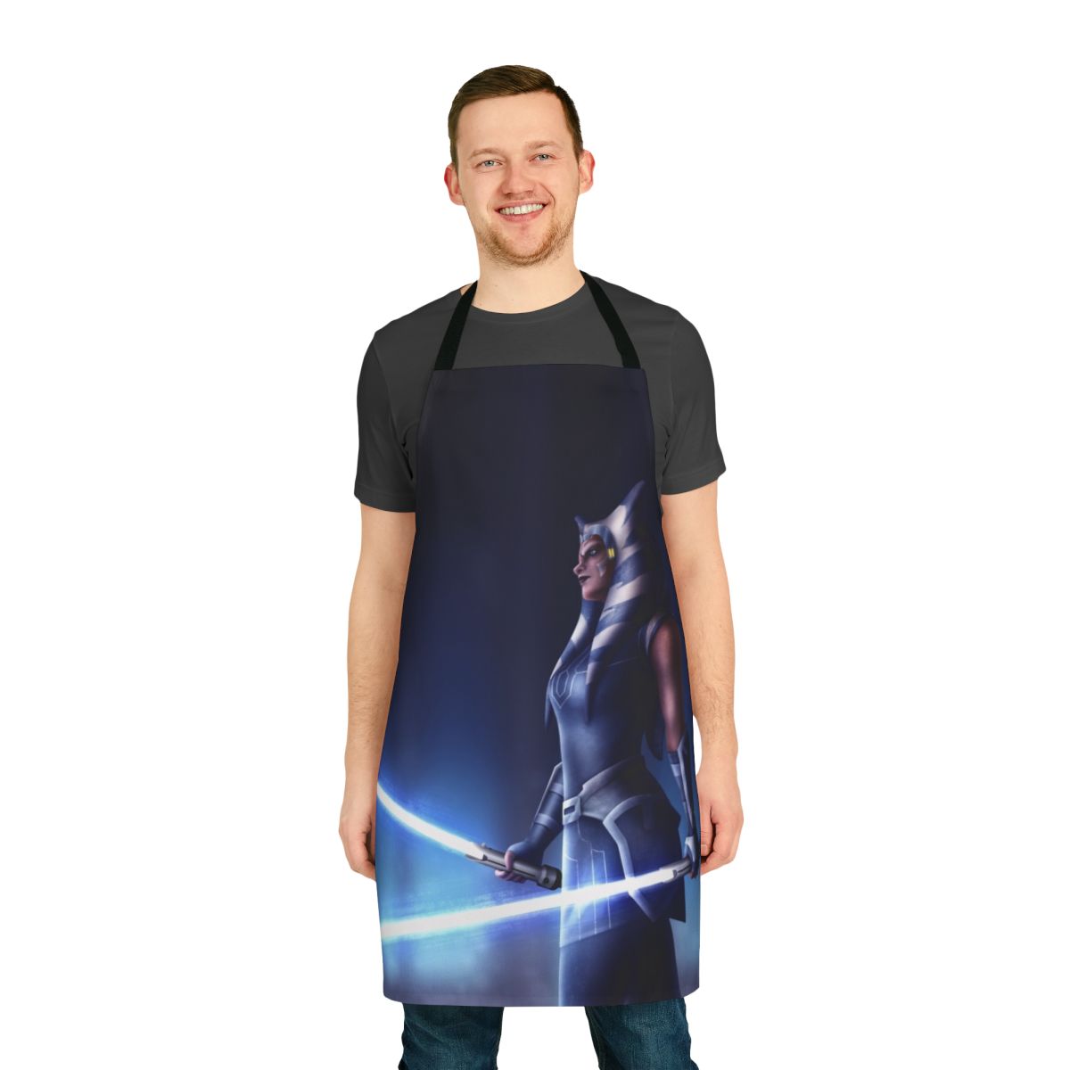 Ahsoka Tano inspired apron featuring togruta jedi attire and lightsaber design