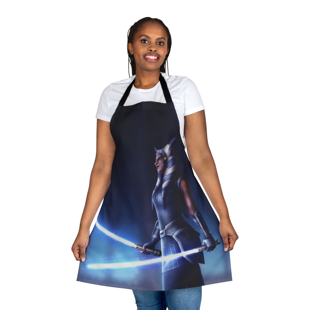 Ahsoka Tano inspired apron featuring togruta jedi attire and lightsaber design