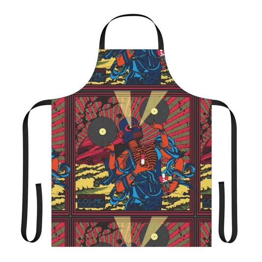 Vibrant and psychedelic Tokimonsta-inspired apron with cosmic, intoxicating design