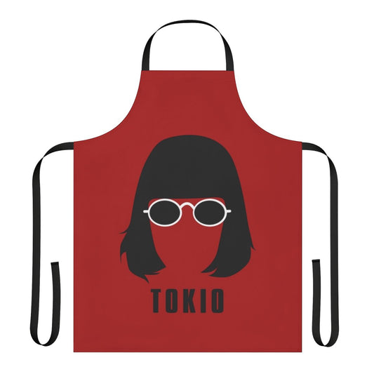 Tokio-inspired apron with iconic money heist characters and symbols