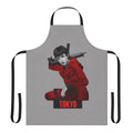Red and black apron featuring iconic Money Heist characters and imagery