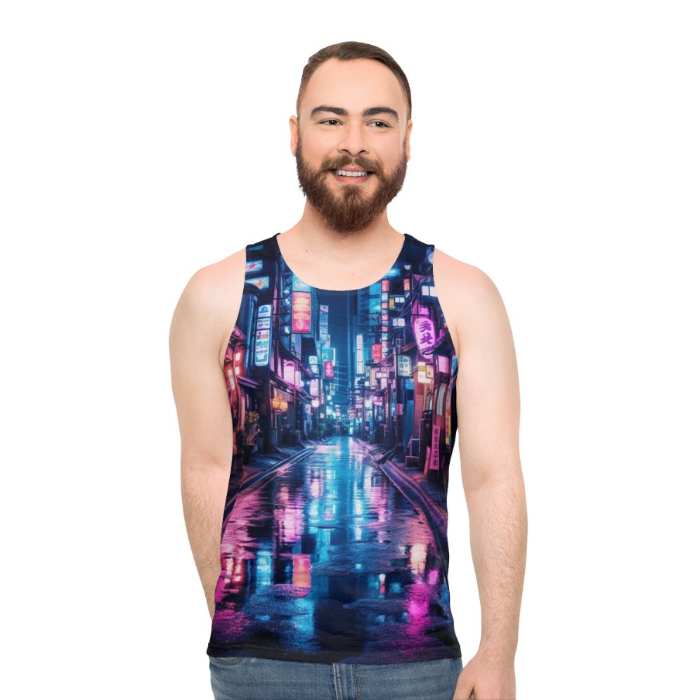 Tokyo neon cyberpunk unisex tank top