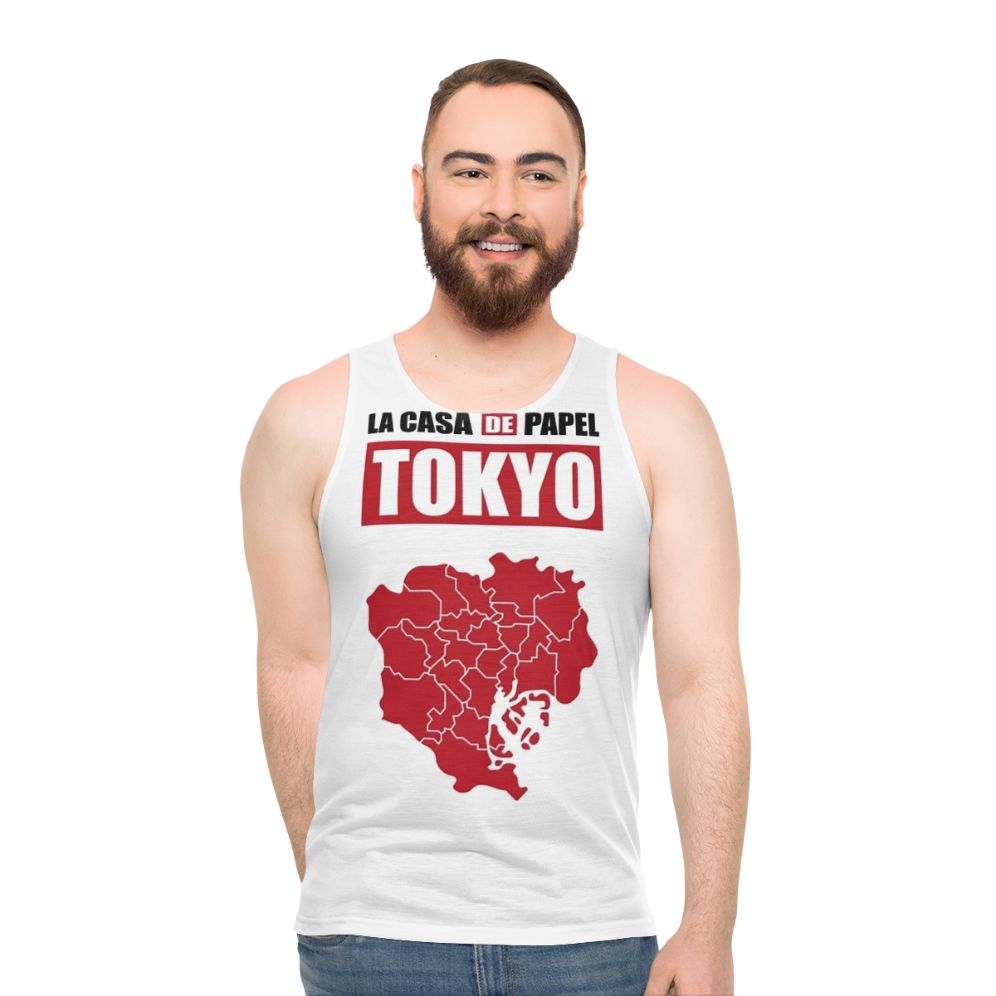 Money Heist Inspired Tokyo Paper House Design Unisex Tank Top