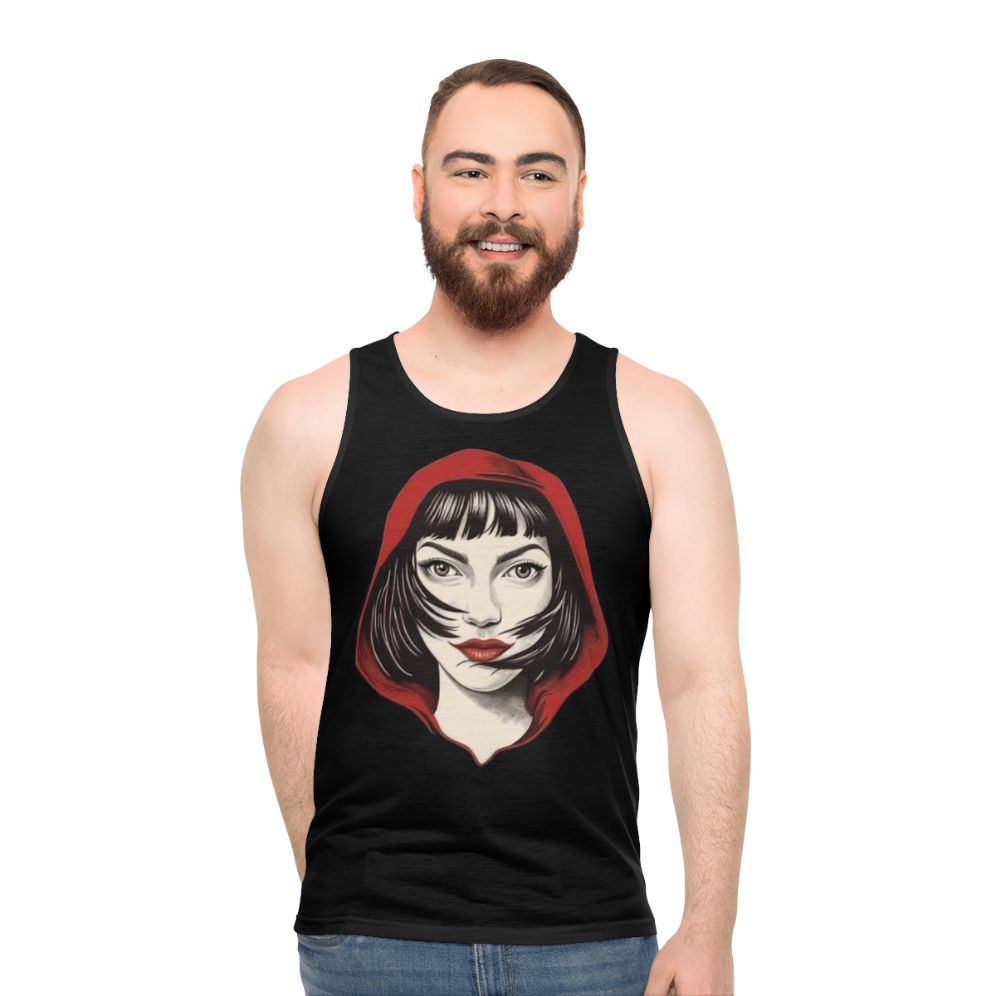 Tokyo Red Hood Unisex Tank Top featuring Money Heist character design