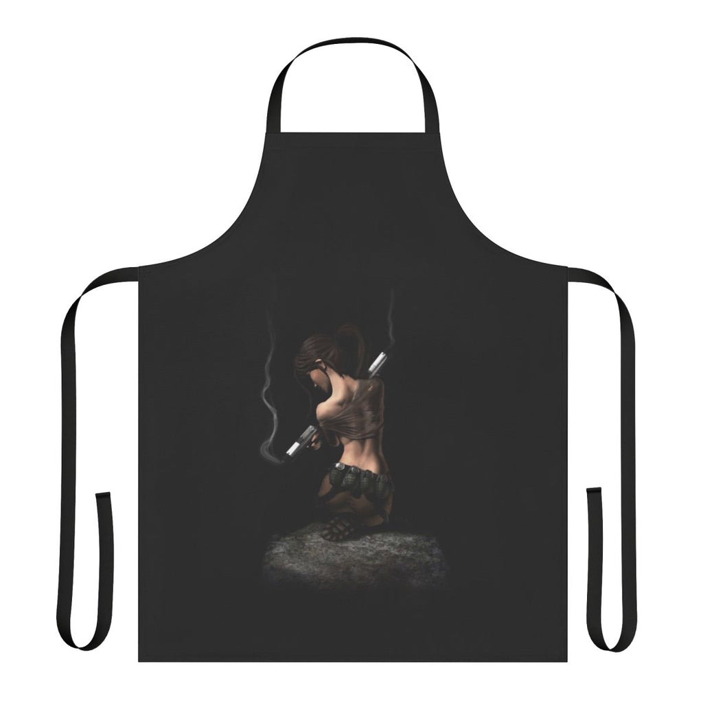 Apron featuring the silhouette of Lara Croft, the legendary Tomb Raider protagonist