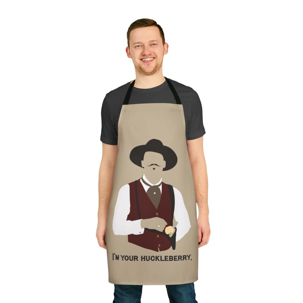 Tombstone-themed apron featuring the iconic quote "I'm your huckleberry" from the movie Tombstone.