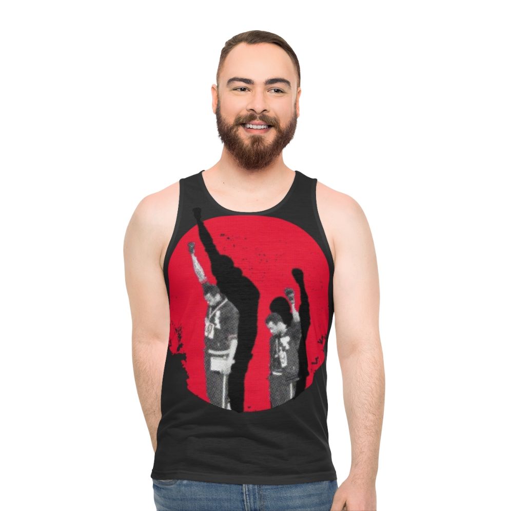 Unisex tank top featuring Tommie Smith's iconic Mexico 68 Olympic protest