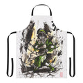 Toph-inspired artistic apron with sumi and watercolor artwork