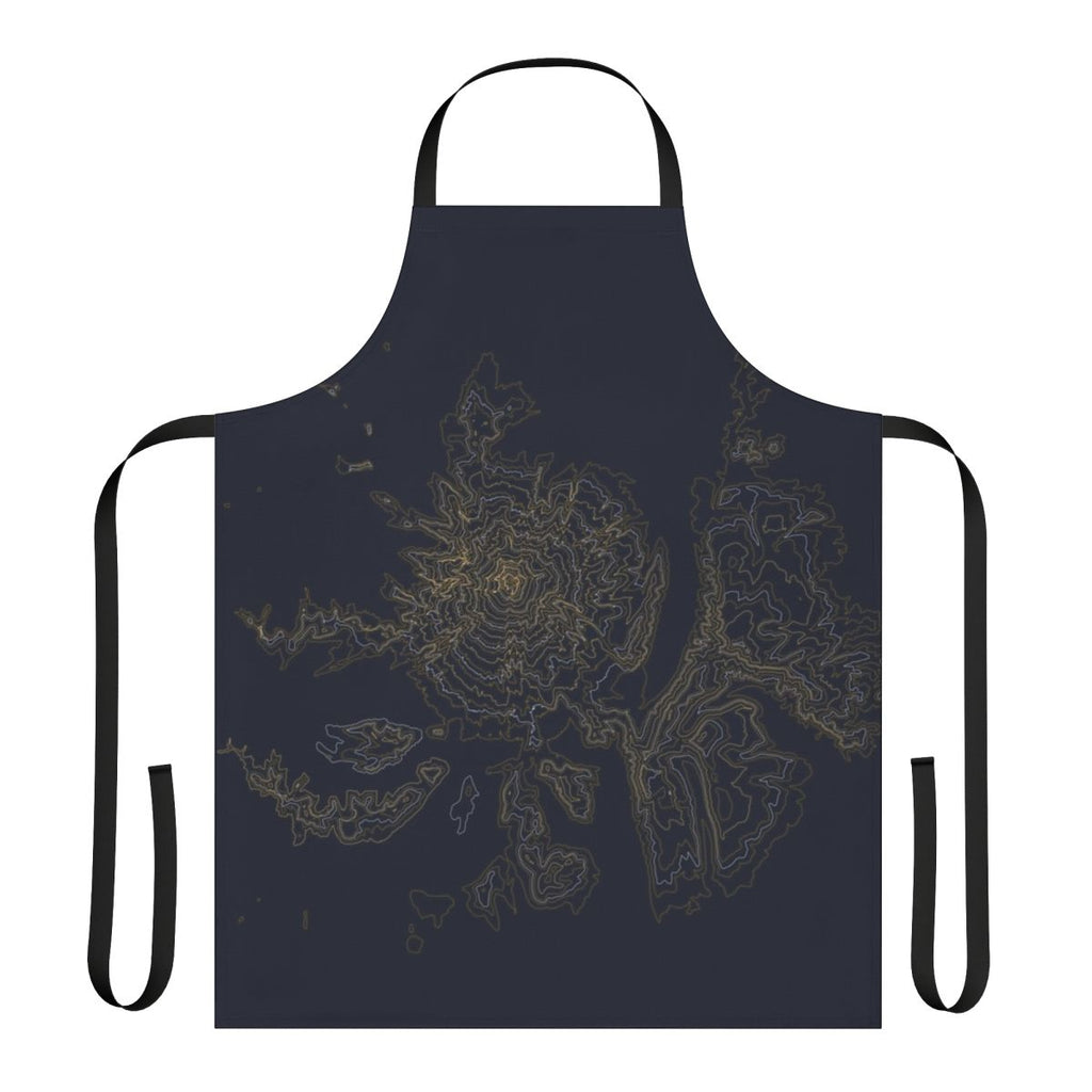 Apron featuring a topographic contour map design inspired by the landscape of Mt Hood, Oregon.