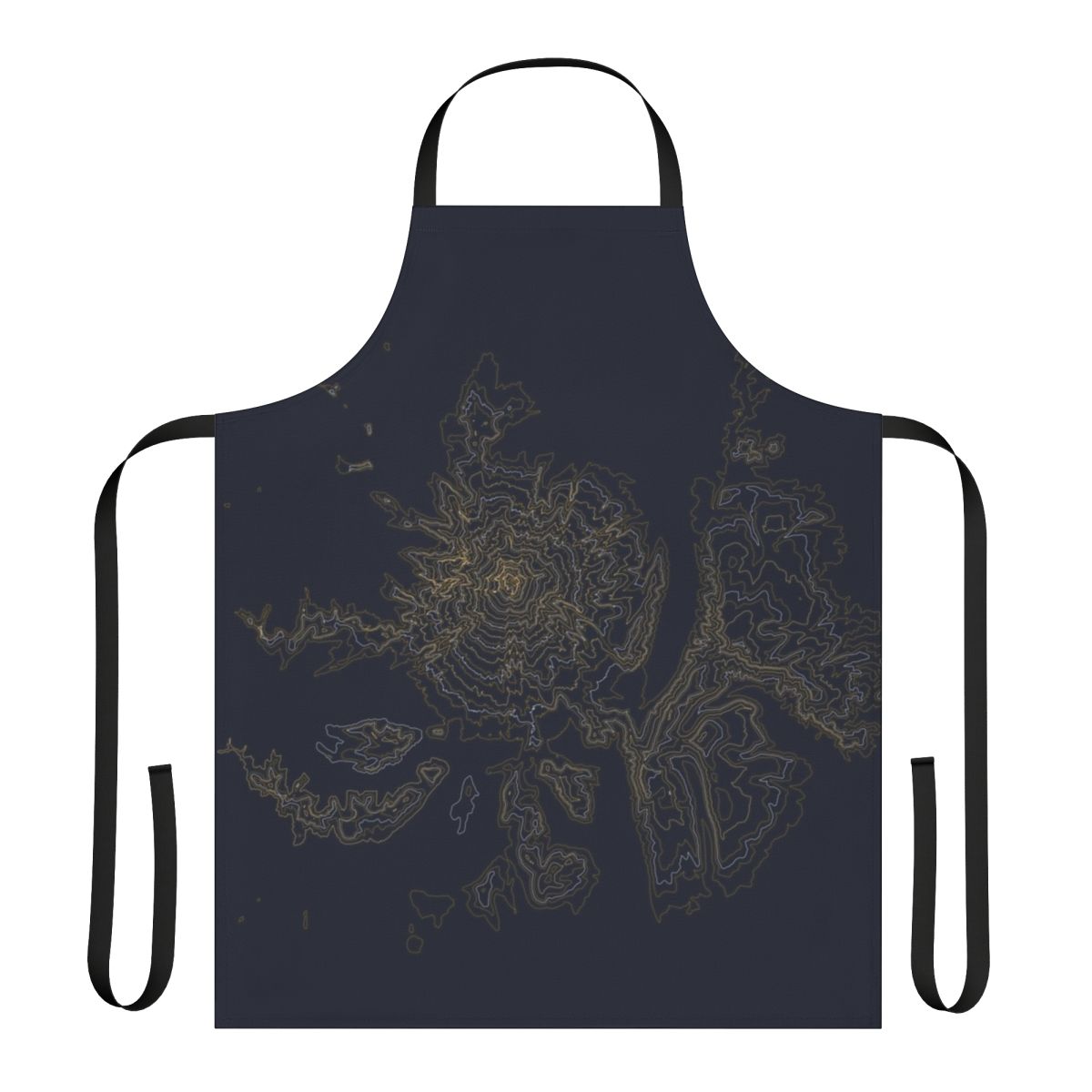 Apron featuring a topographic contour map design inspired by the landscape of Mt Hood, Oregon.
