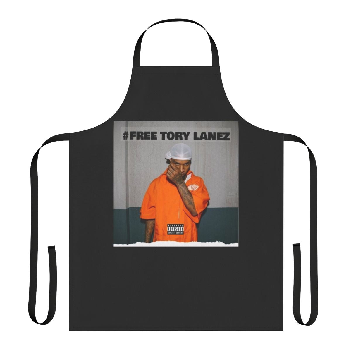 Tory Lanez-inspired apron featuring the artist's name and album art