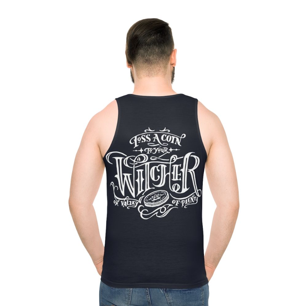 Toss A Coin To Your Witcher Unisex Black & White Tank Top