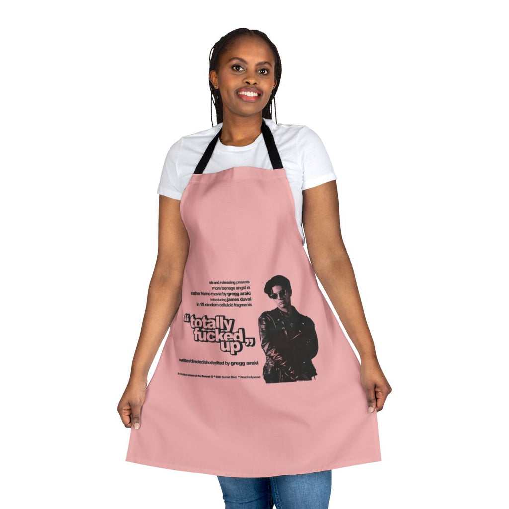 Vintage 90s style apron with "Totally F Ed Up" graphic, inspired by cult movies like The Doom Generation.
