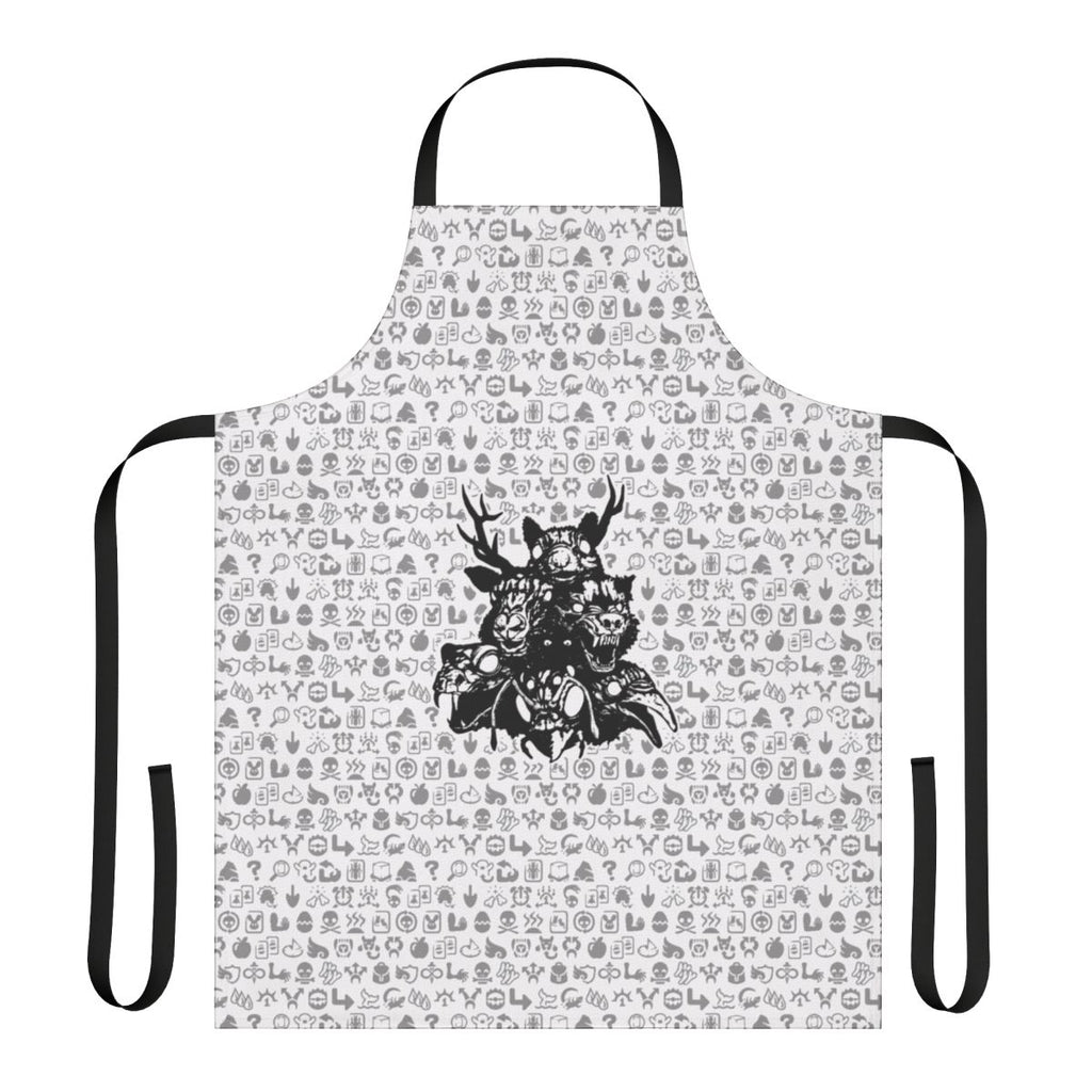 Close-up of an apron with totemic animal heads and ritual sigils, a visually striking design inspired by the game Inscryption.
