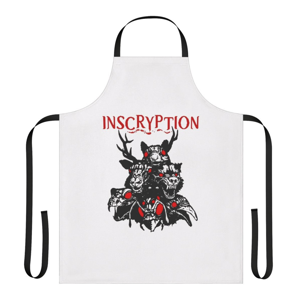 Apron featuring a stylized totemic design inspired by the Inscryption game logo