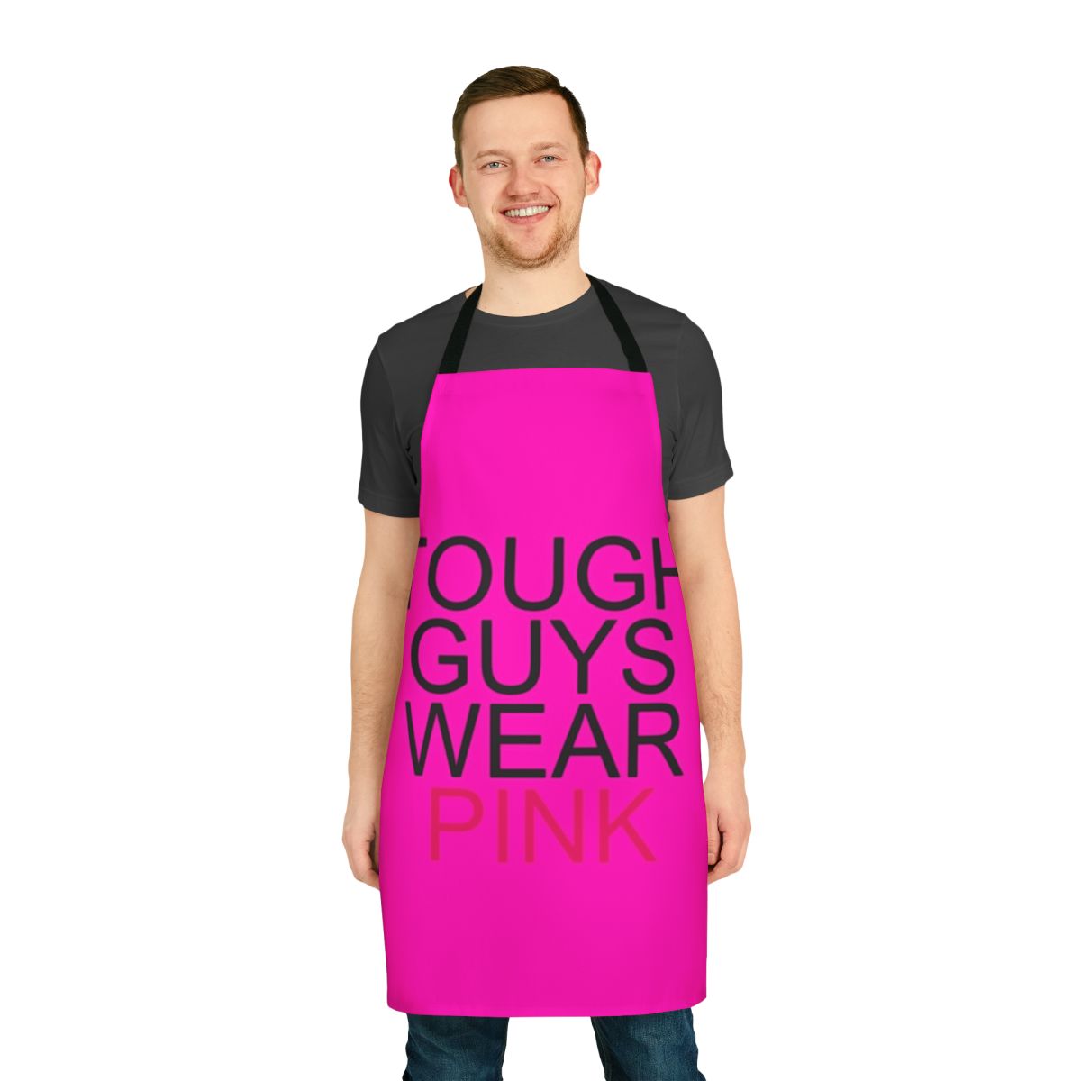 Tough guys wearing an infected pink shirt apron