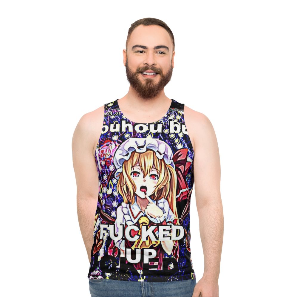 Touhou inspired unisex tank top with a funny, meme-like design