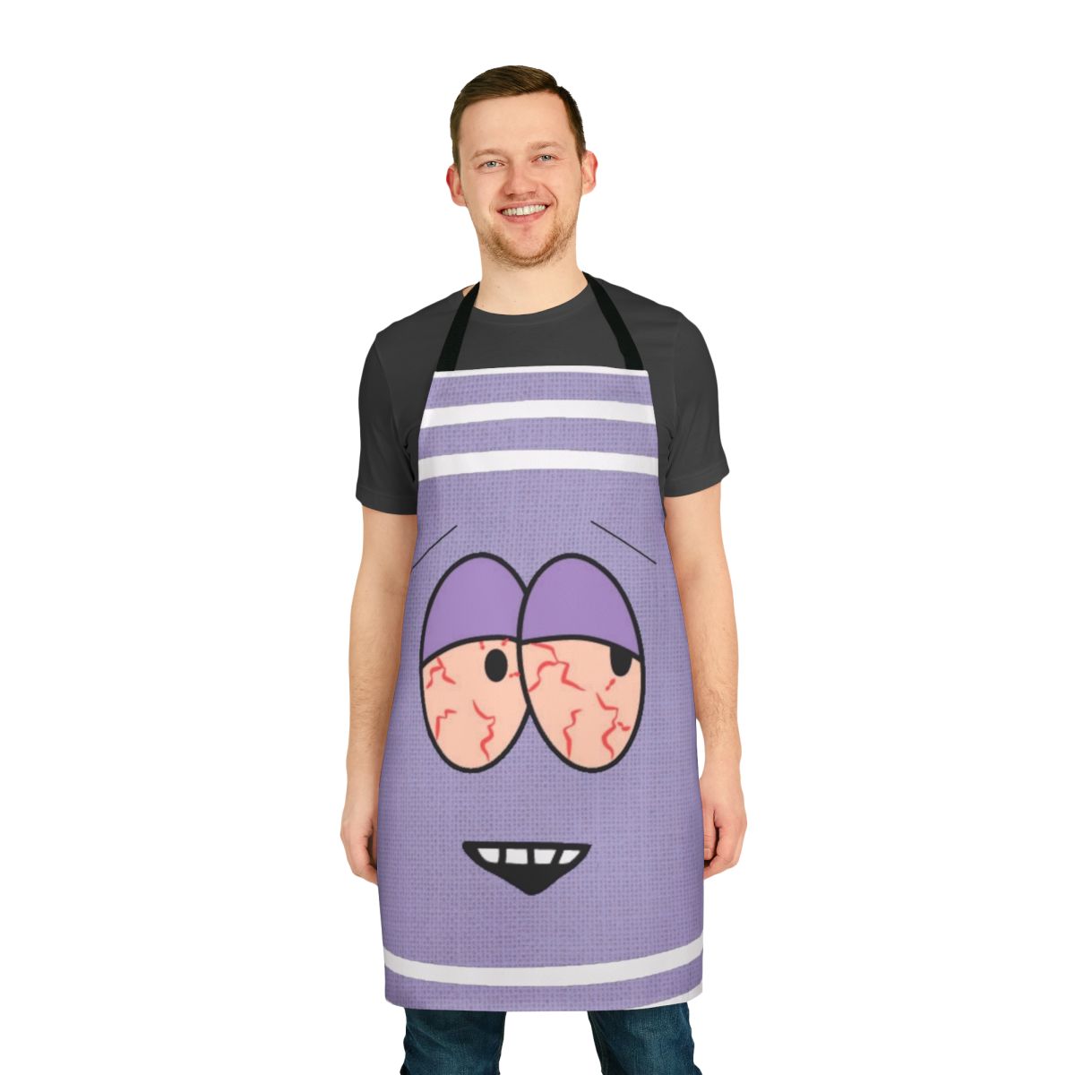 Towelie-themed apron with cartoon design inspired by South Park