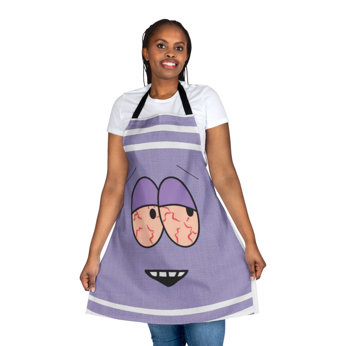 Towelie-themed apron with cartoon design inspired by South Park