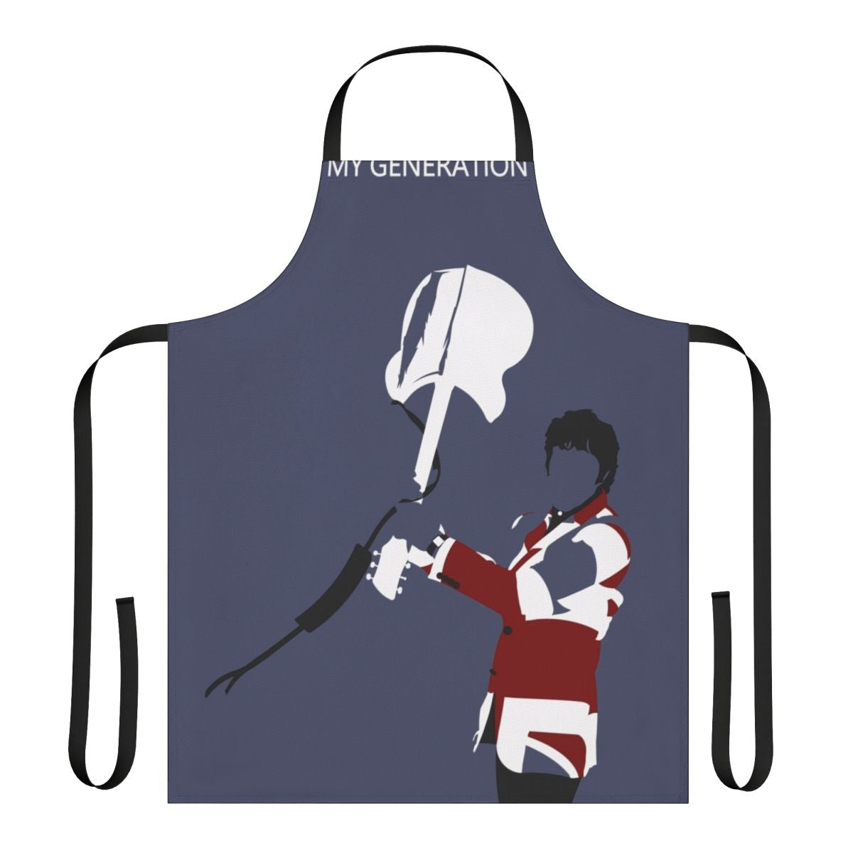 Minimalist art apron featuring a guitar design, inspired by Pete Townshend of the British rock band The Who.