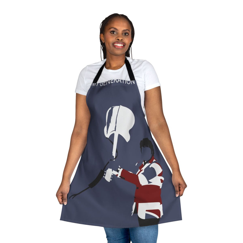 Minimalist art apron featuring a guitar design, inspired by Pete Townshend of the British rock band The Who.