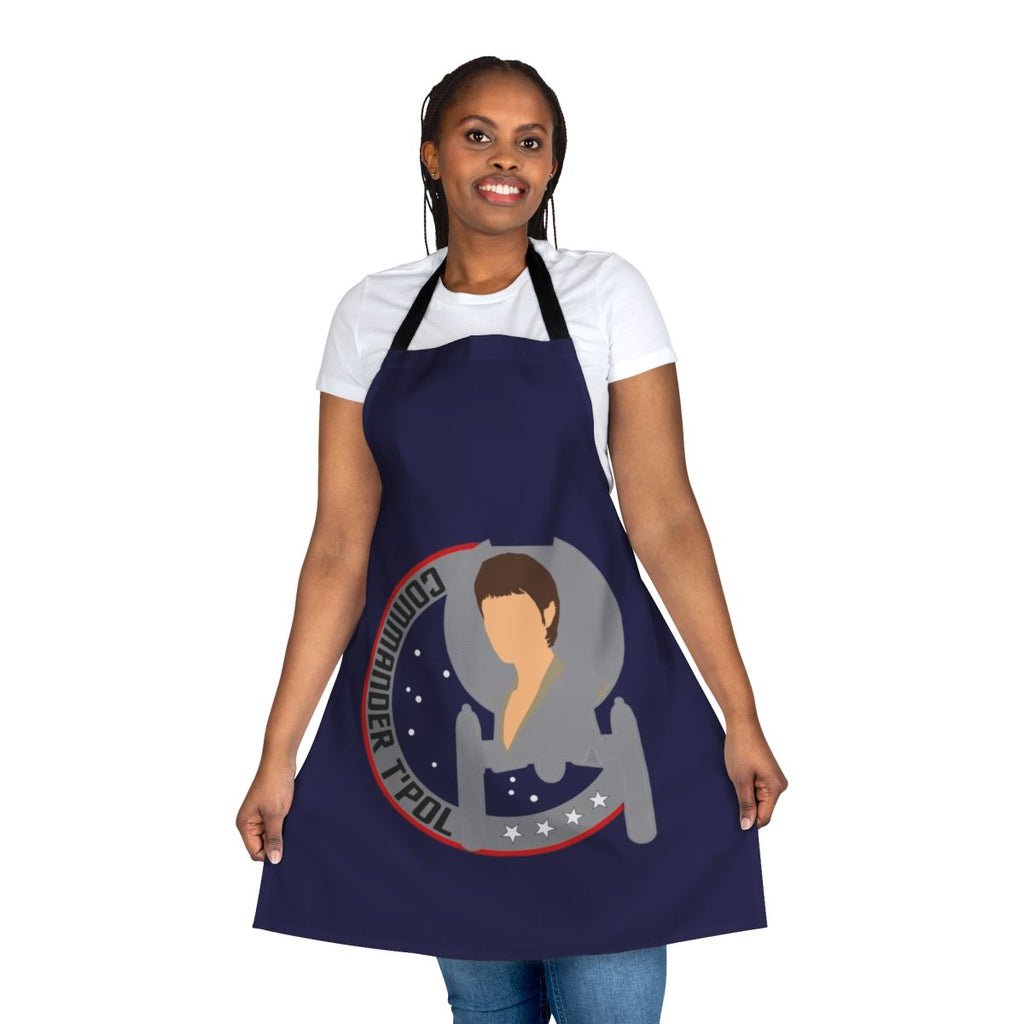 T'Pol inspired Star Trek Enterprise apron featuring the Vulcan officer from the popular sci-fi TV series.