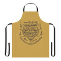 Traditional Thai tattoo-inspired tiger and swords emblem design on an apron
