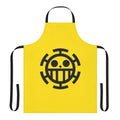 Trafalgar Law inspired cooking apron featuring the character's iconic heart symbol and straw hat